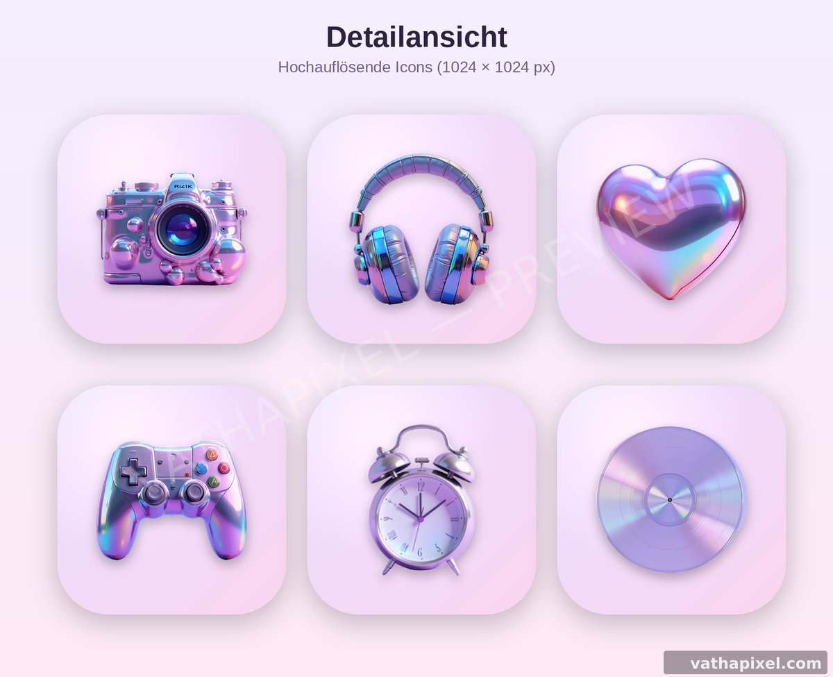 Nahaufnahme von 6 Chrome Dreams Icons