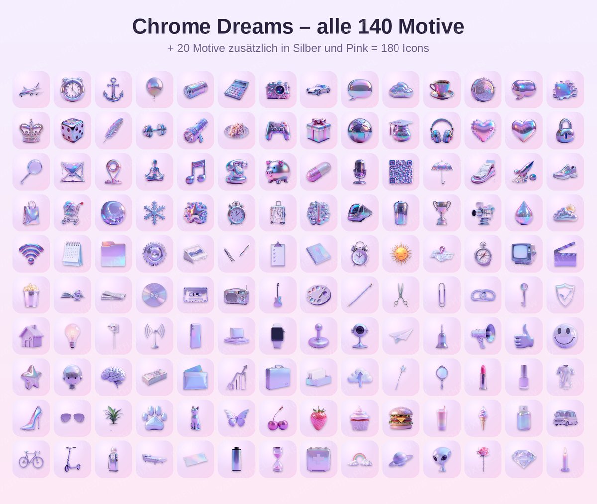 Raster aller 180 Chrome Dreams Icon-Motive