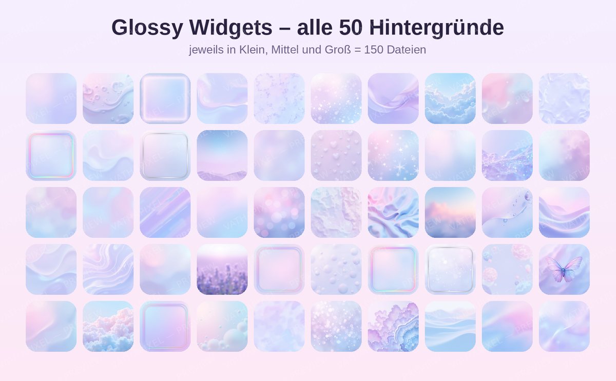 Raster aller 50 Glossy Widgets Hintergründe