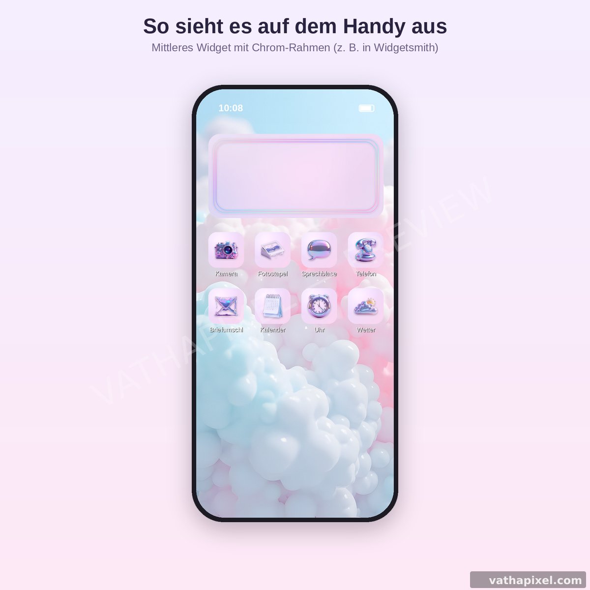 iPhone-Homescreen mit holografischen Milchglas-Widget-Hintergründen