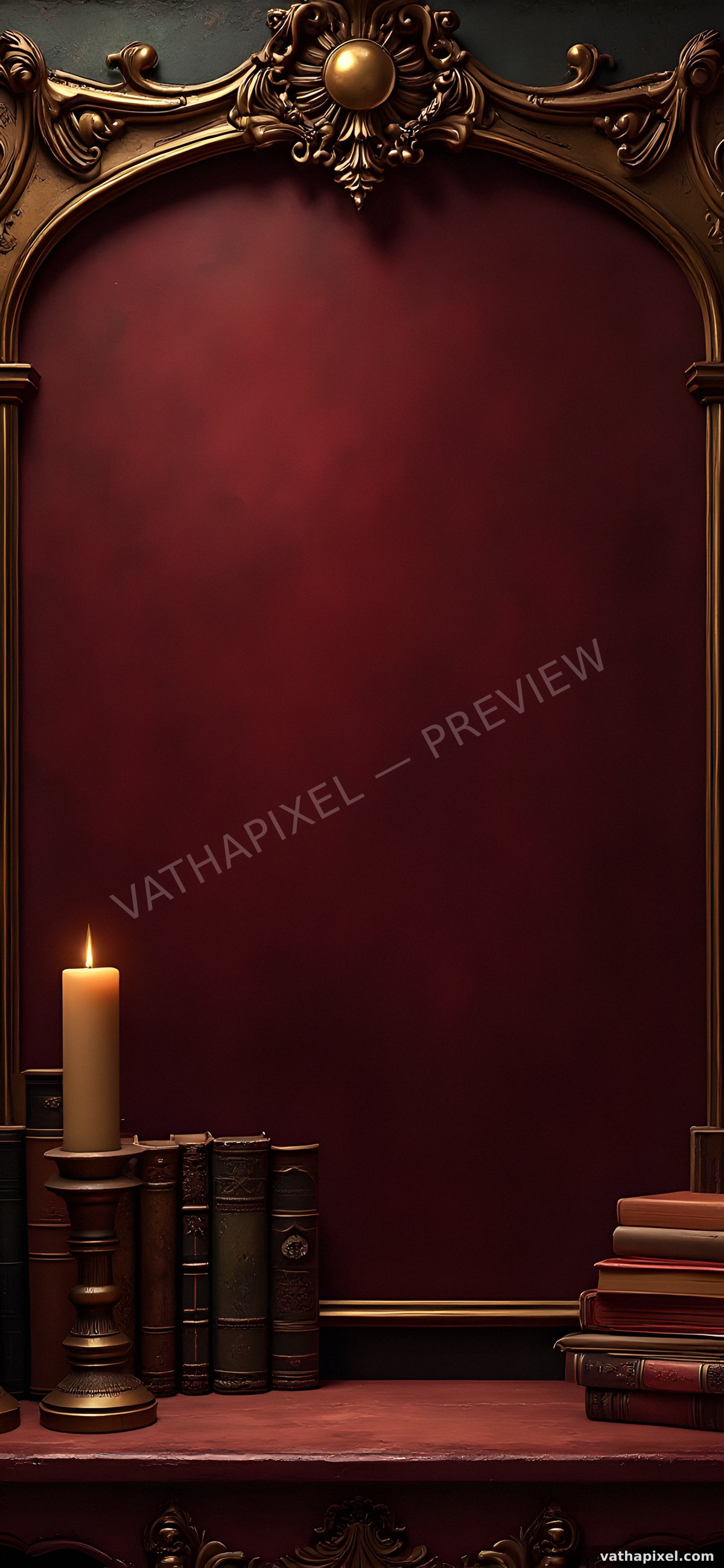 Halloween Dark Academia: Wallpaper Bordeaux und Messing
