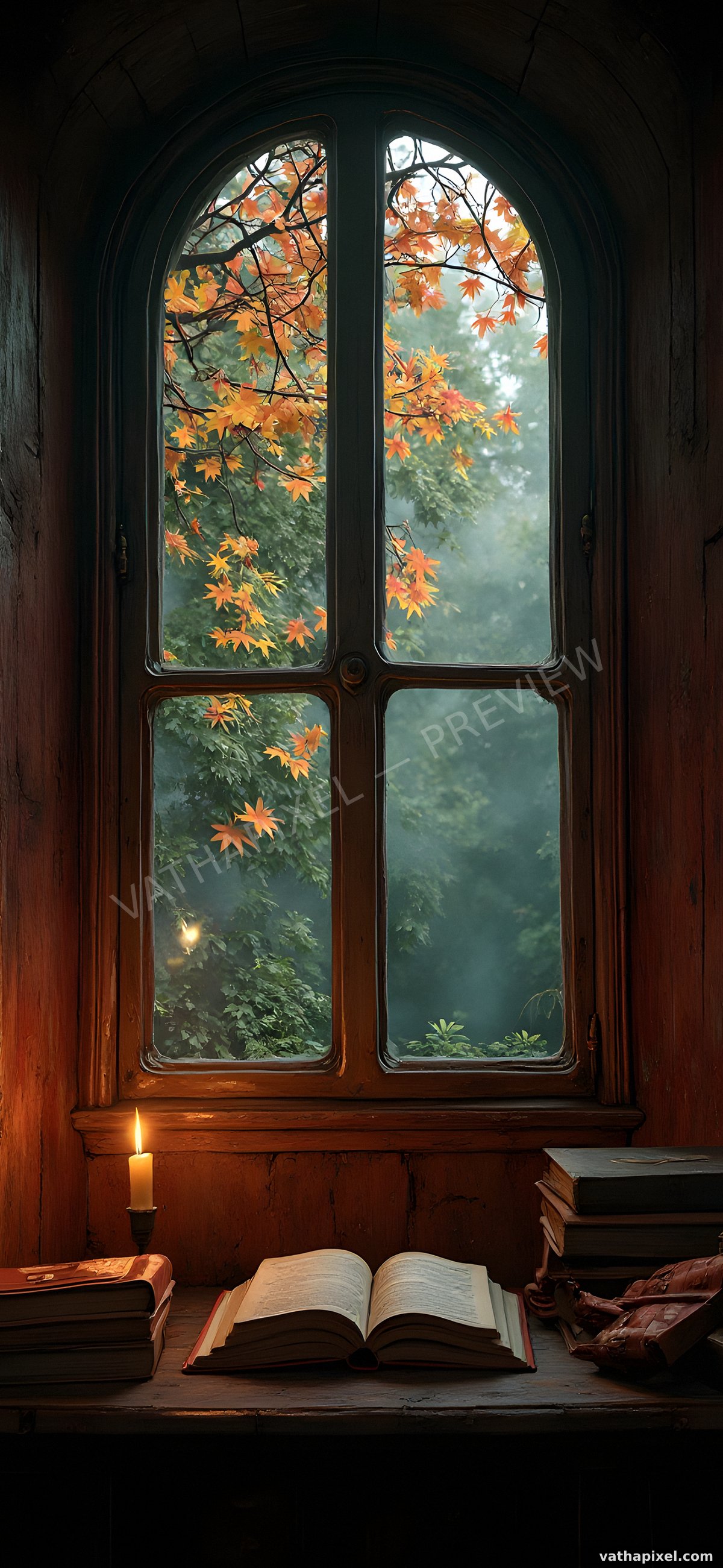 Halloween Dark Academia: Wallpaper Bibliotheksfenster