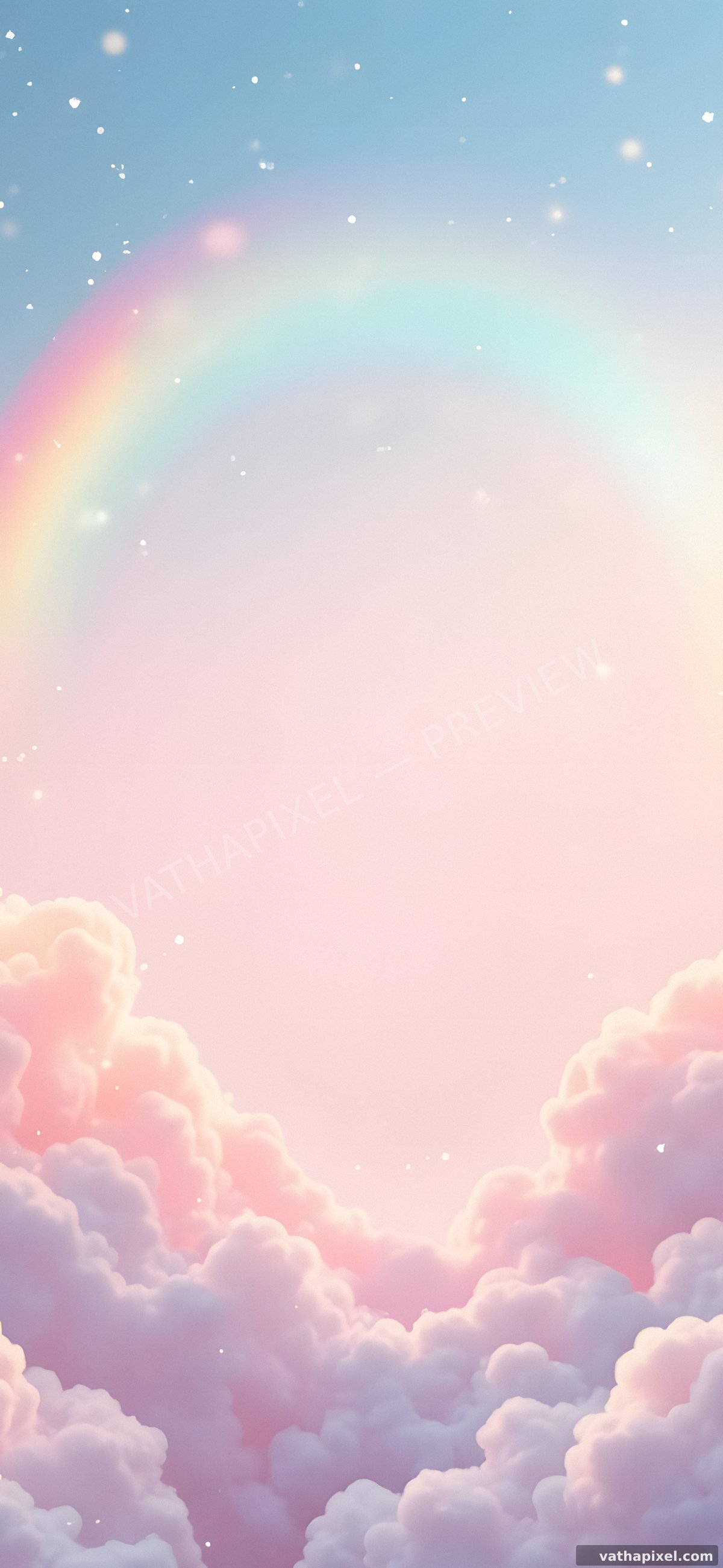 Kawaii Clouds Wallpaper Regenbogen über Wolken