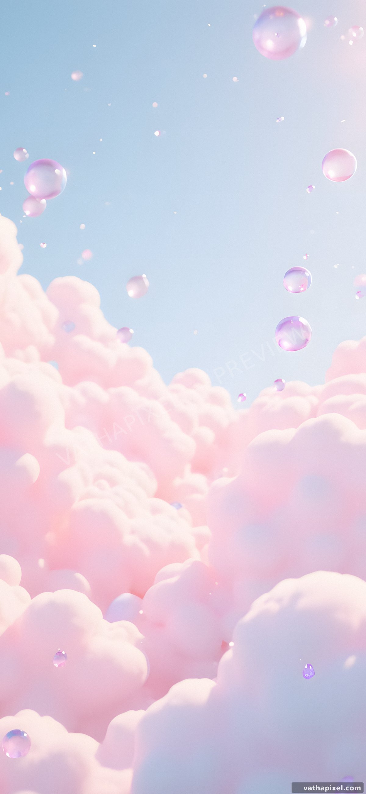 Kawaii Clouds Wallpaper Seifenblasen im Pastellhimmel