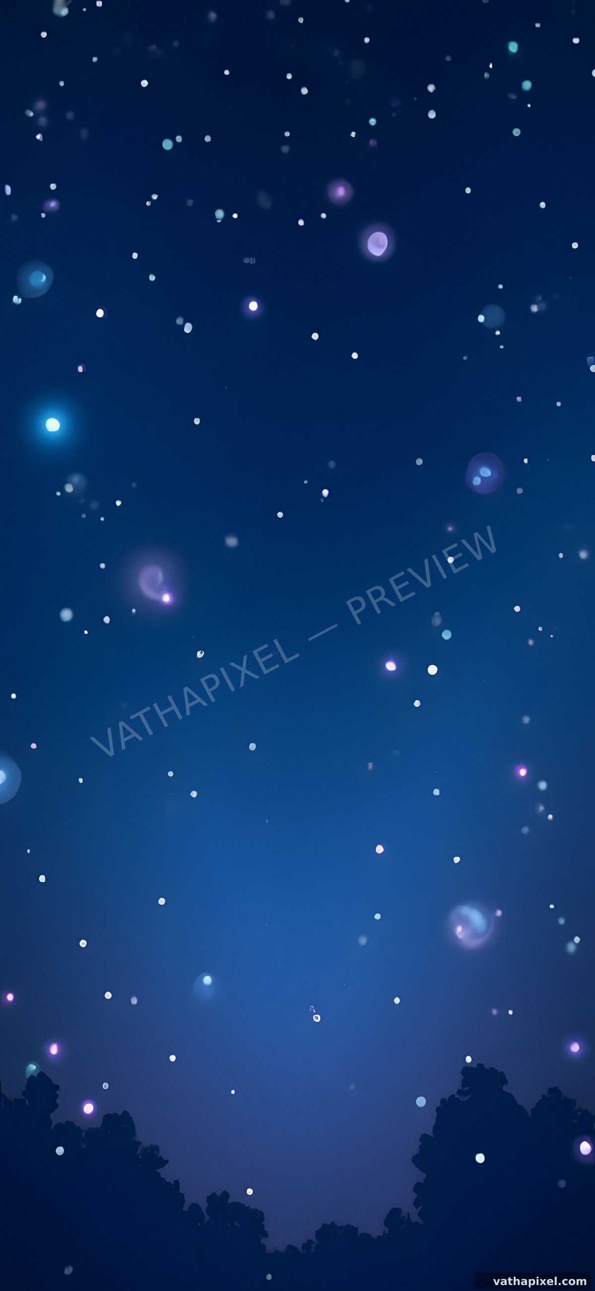 Kawaii Sparkle Wallpaper Mitternacht mit Glühwürmchen