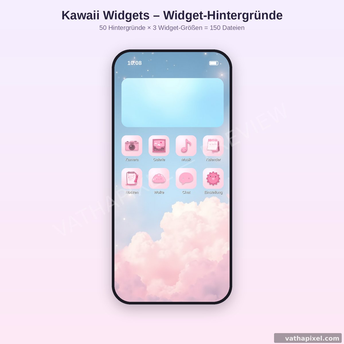 iPhone-Homescreen mit Kawaii Widgets Hintergründen