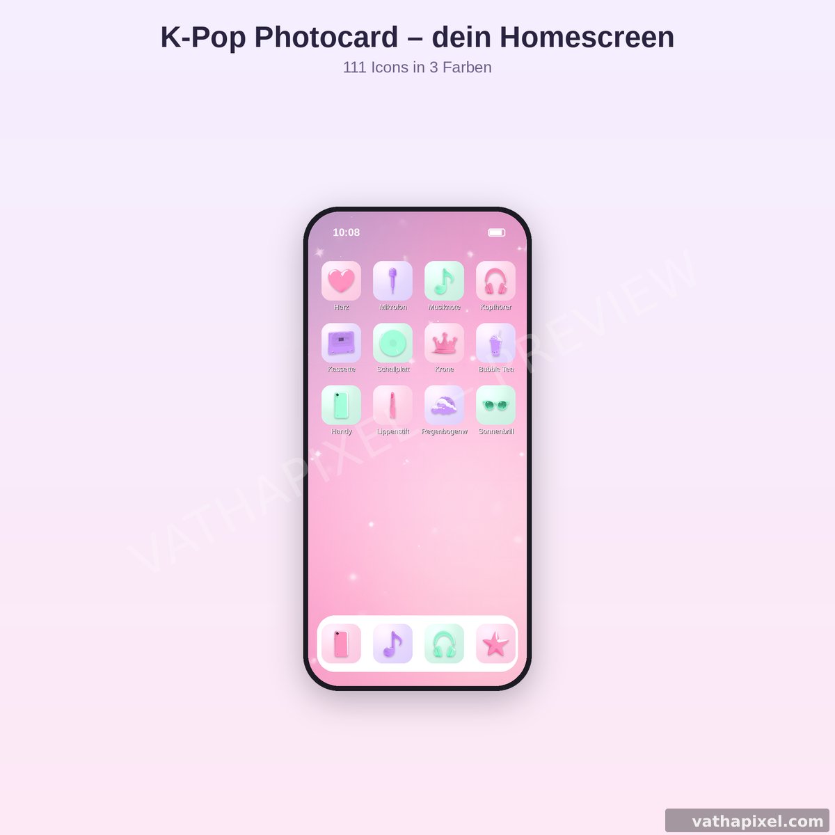 iPhone-Homescreen mit K-Pop-Photocard-Icons