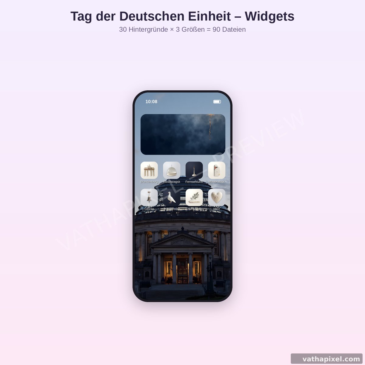 Handy-Homescreen mit Widget zum Tag der Deutschen Einheit