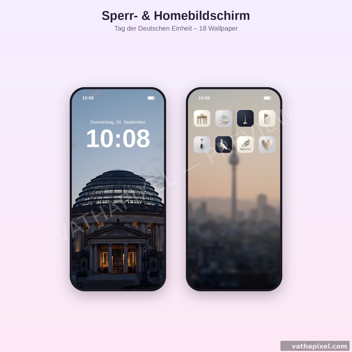 Zwei Handys mit Wallpaper zum Tag der Deutschen Einheit